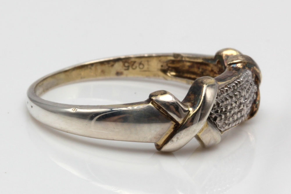 Sterling Silver Diamond Heart Pendant Necklace and Ring