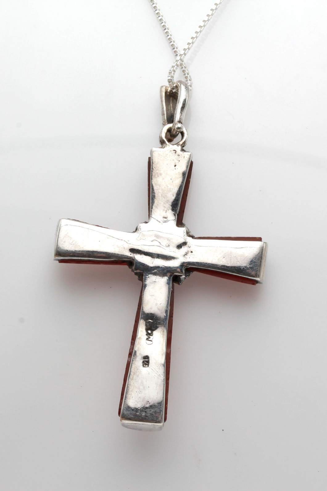 Sterling Silver Carnelian Cross Pendant Necklace