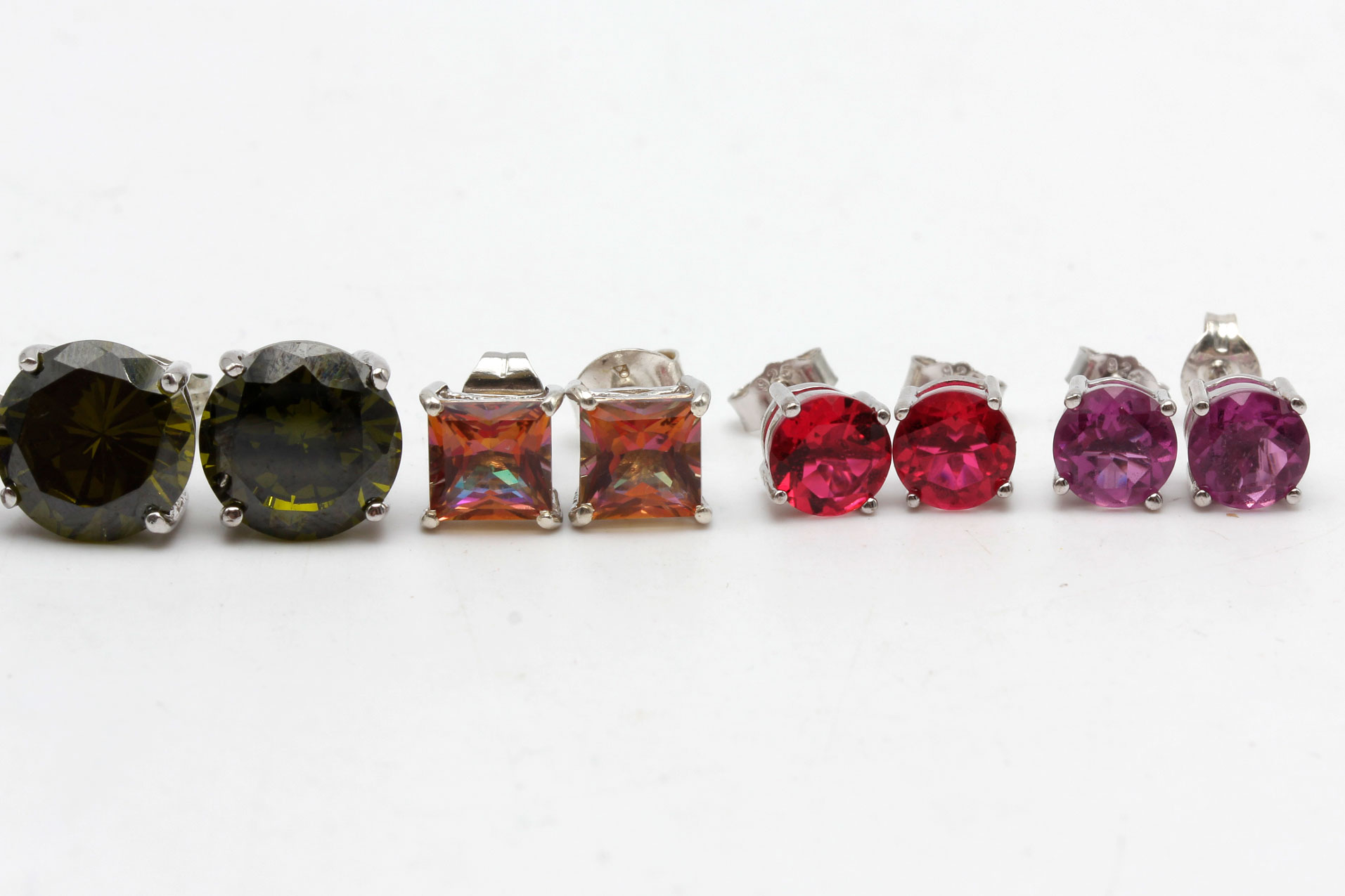 Sterling Silver Colorful Stone Studs