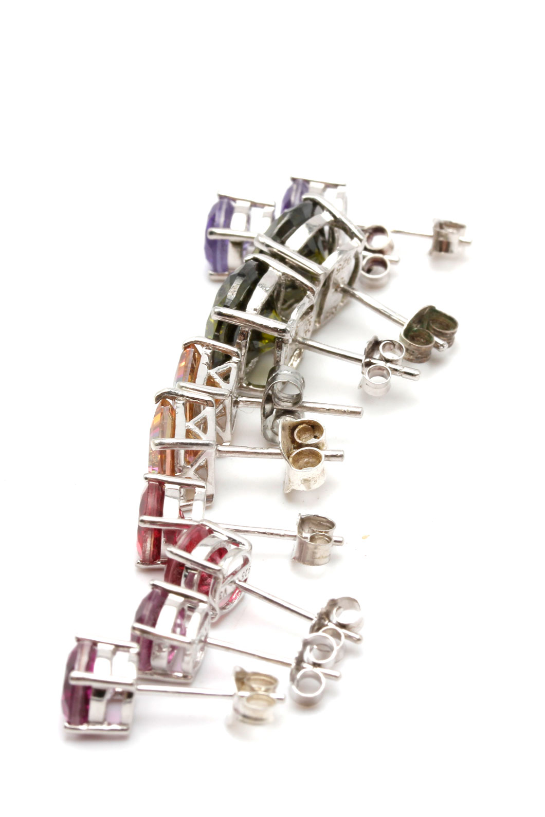 Sterling Silver Colorful Stone Studs