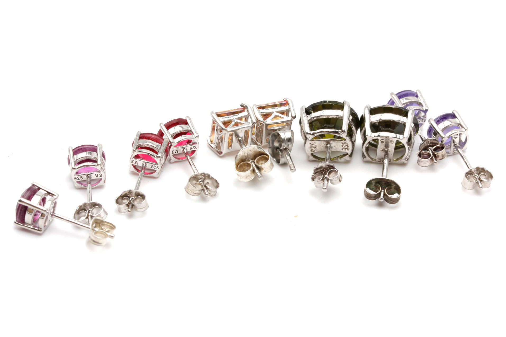 Sterling Silver Colorful Stone Studs