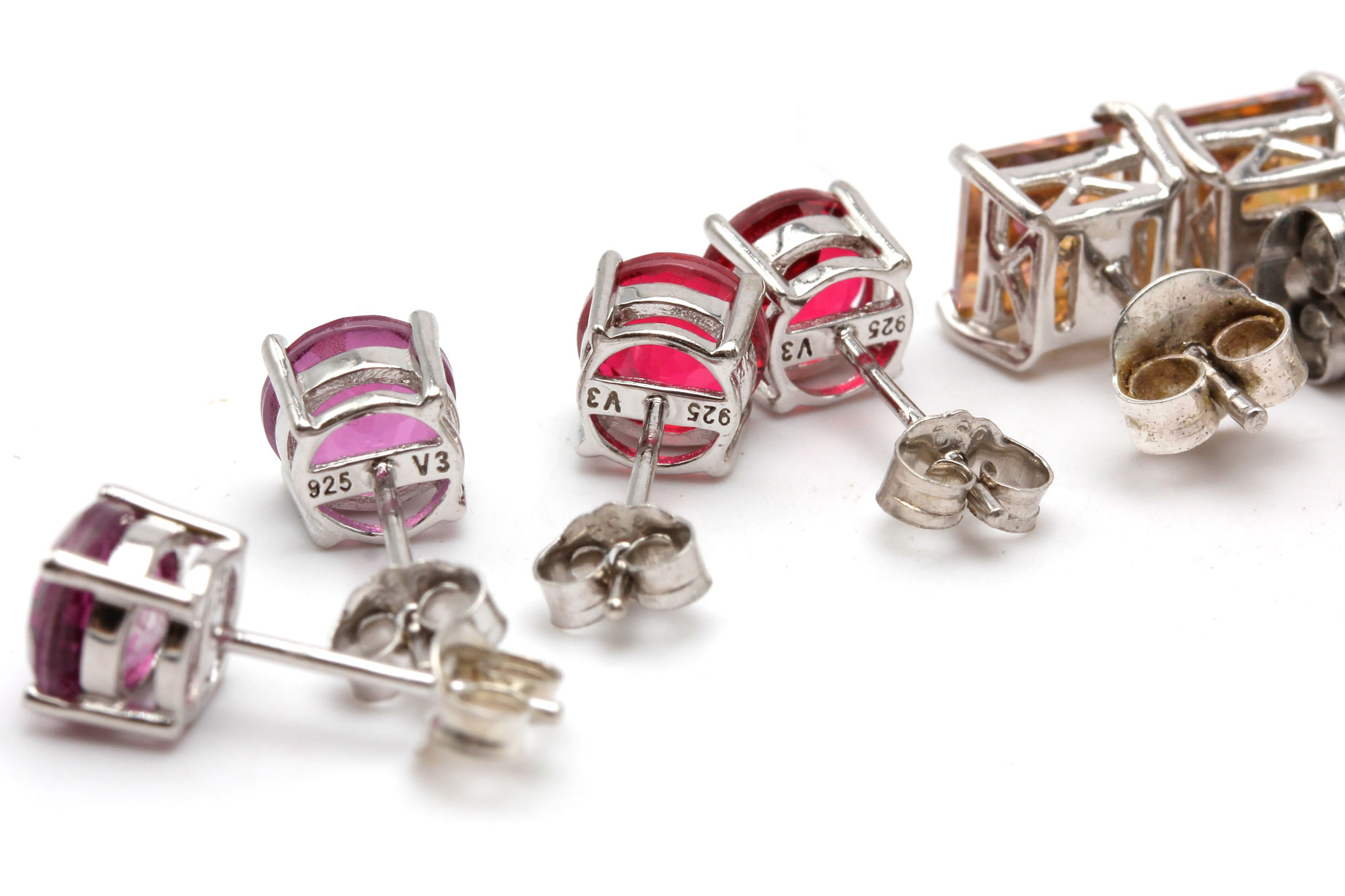 Sterling Silver Colorful Stone Studs