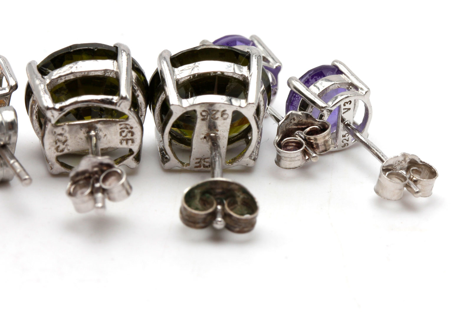 Sterling Silver Colorful Stone Studs