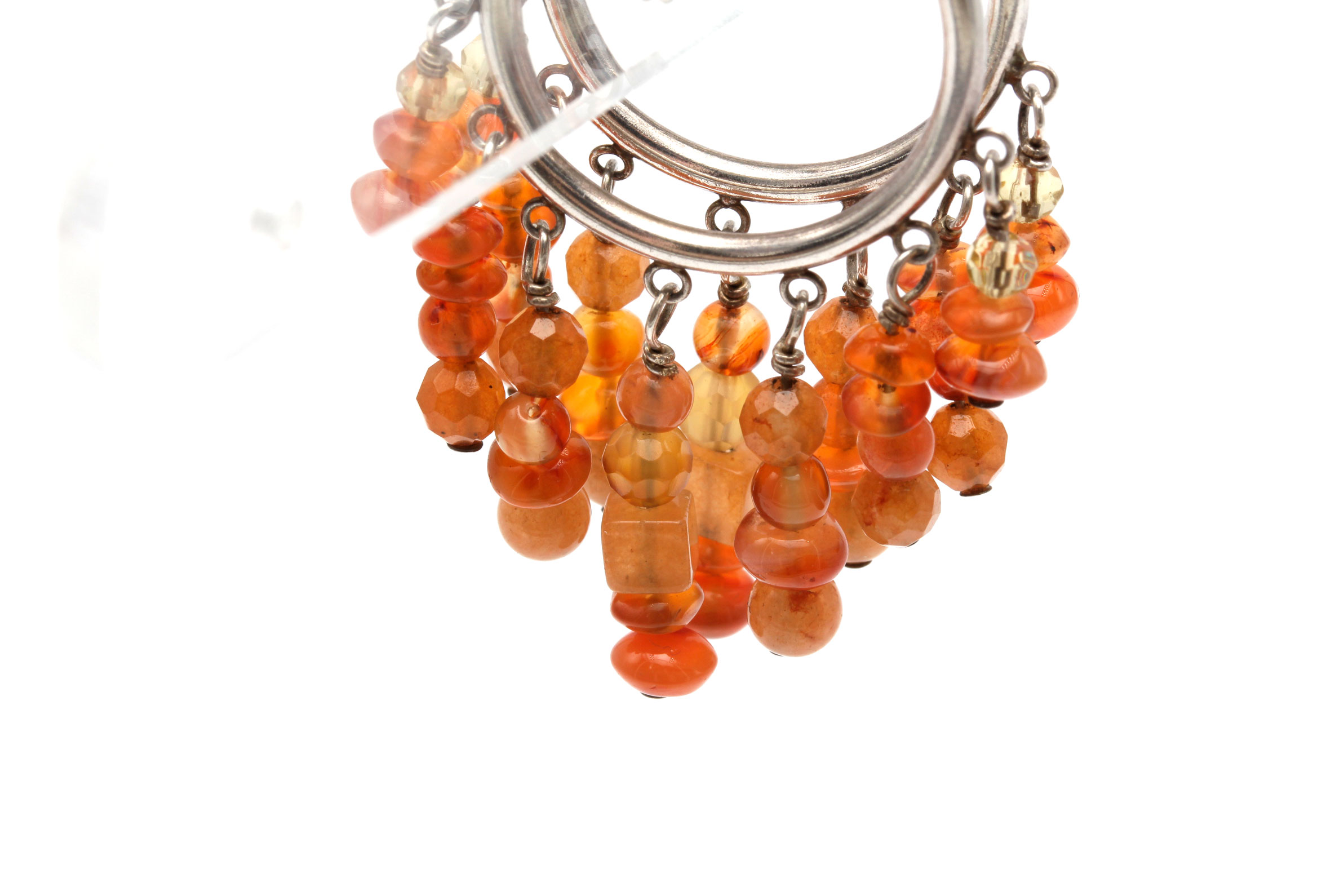 Sterling Silver Carnelian and Multi-Stone Dangle Earrings