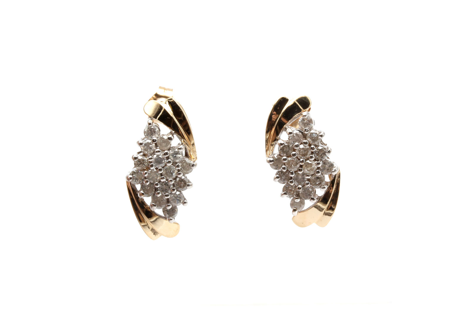 14K Yellow Gold 1.10 CTW Diamond Earrings