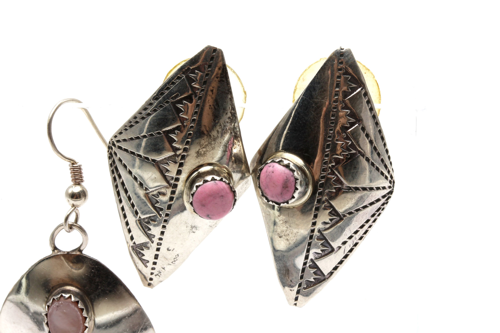 Sterling Silver Magnesite and Mother of Pearl Earrings