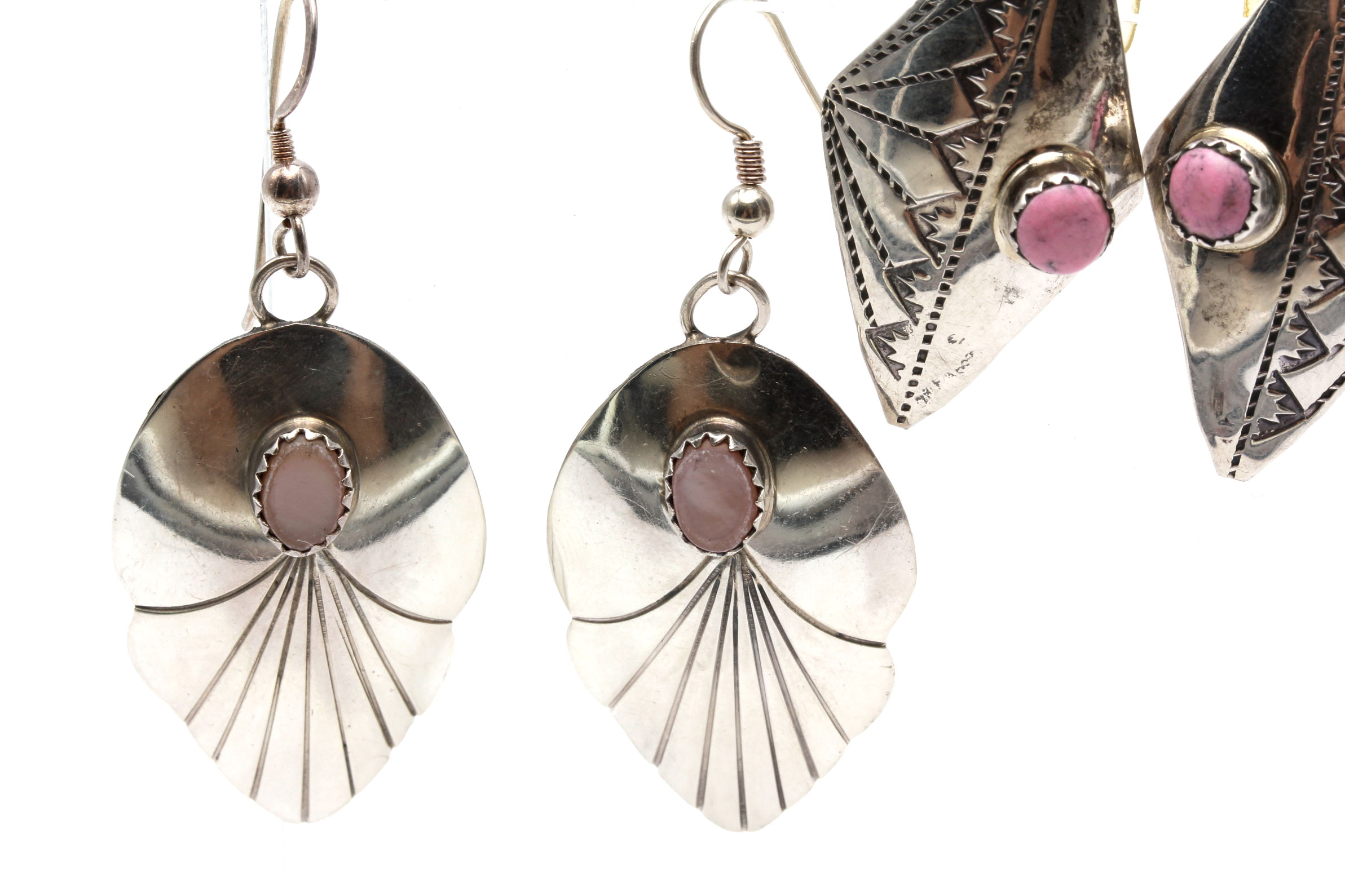 Sterling Silver Magnesite and Mother of Pearl Earrings