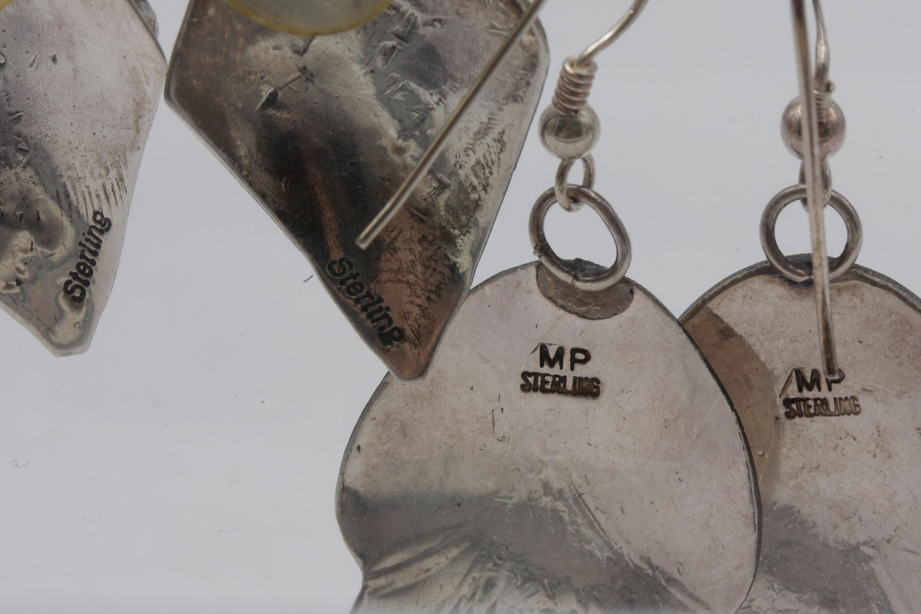 Sterling Silver Magnesite and Mother of Pearl Earrings