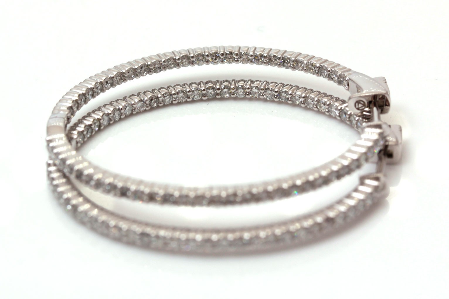 14K White Gold 2.40 CTW Diamond Hoop Earrings