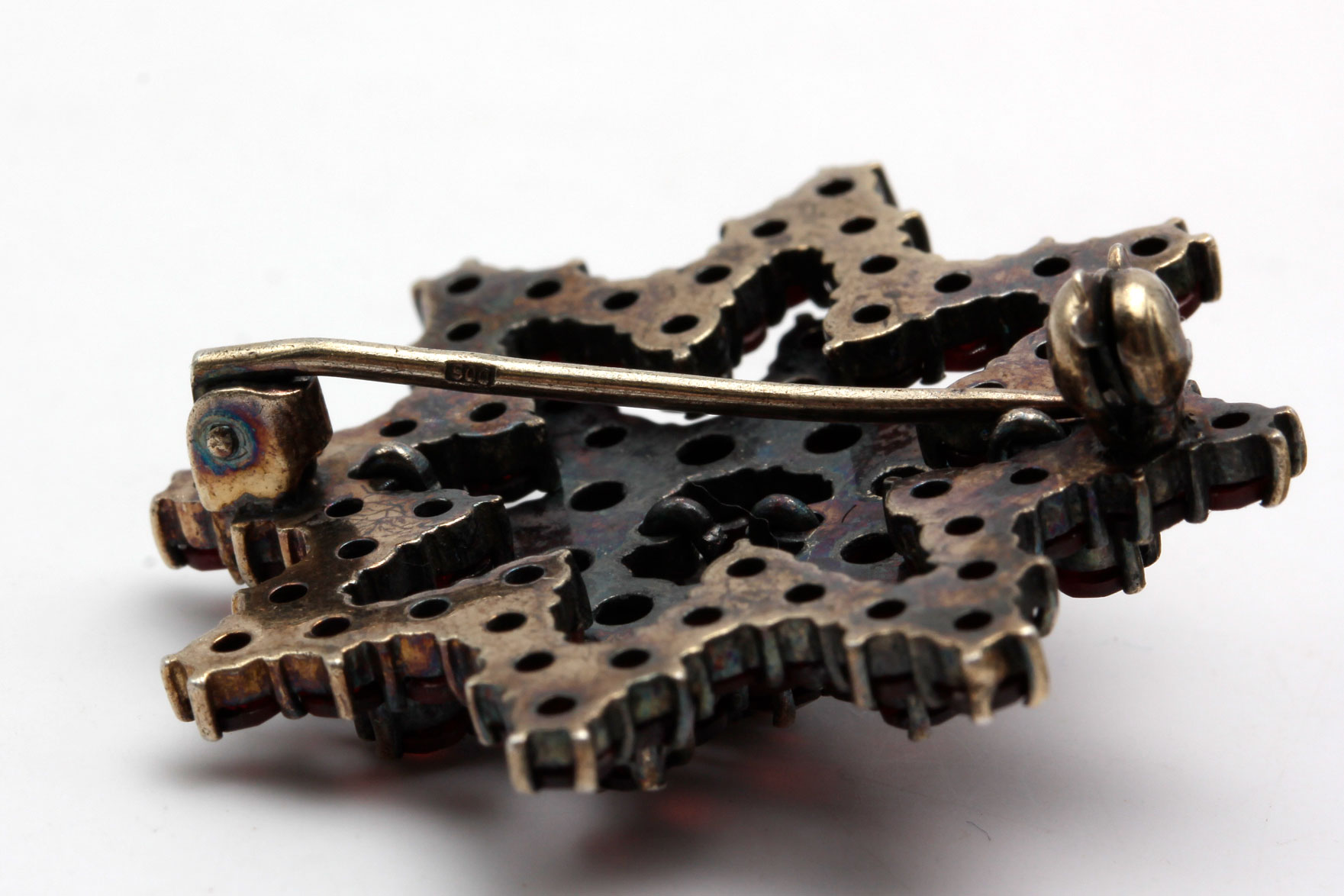 Vintage 900 Silver Bohemian Garnet Brooch