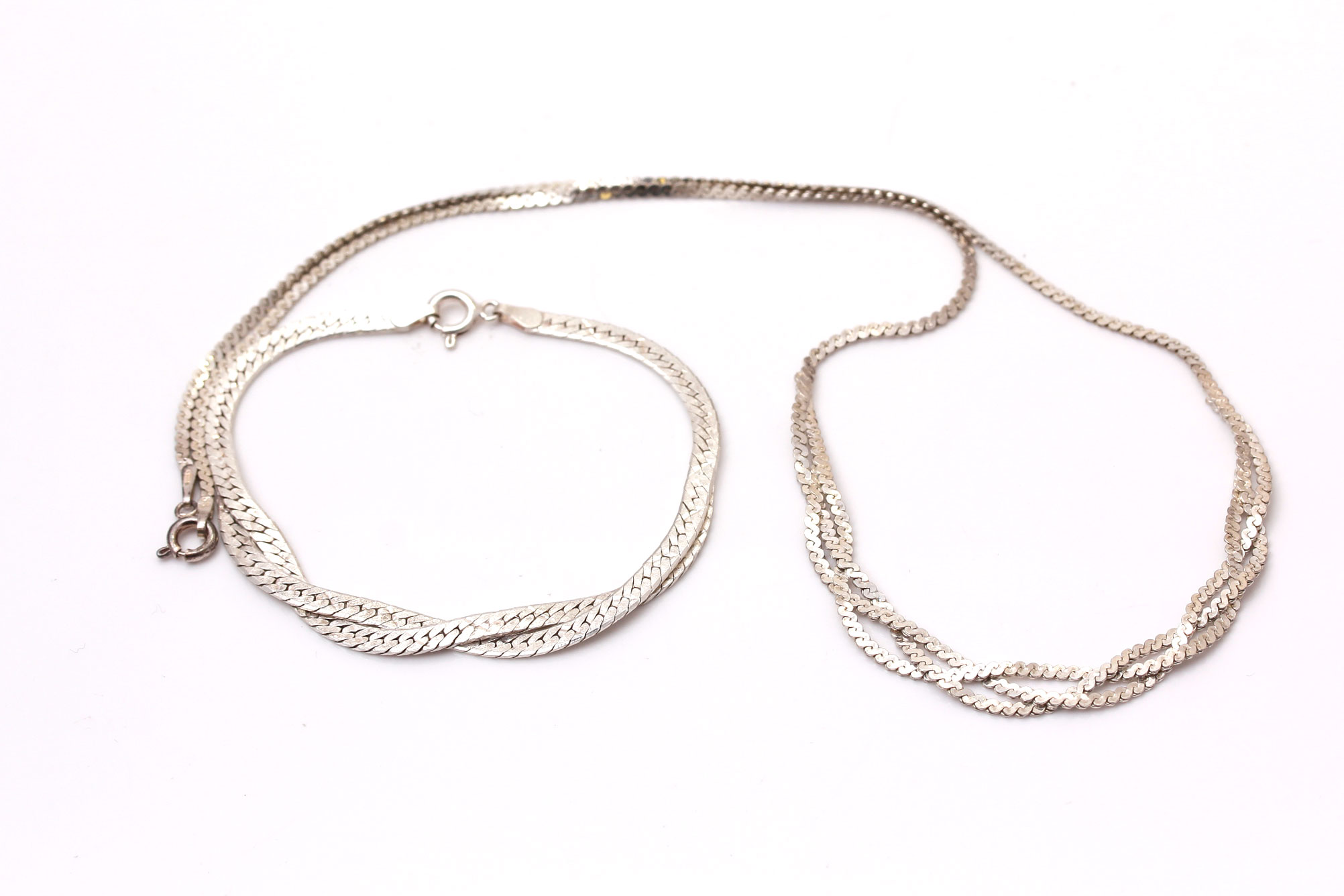 Sterling Silver Chain Necklace and Bracelet