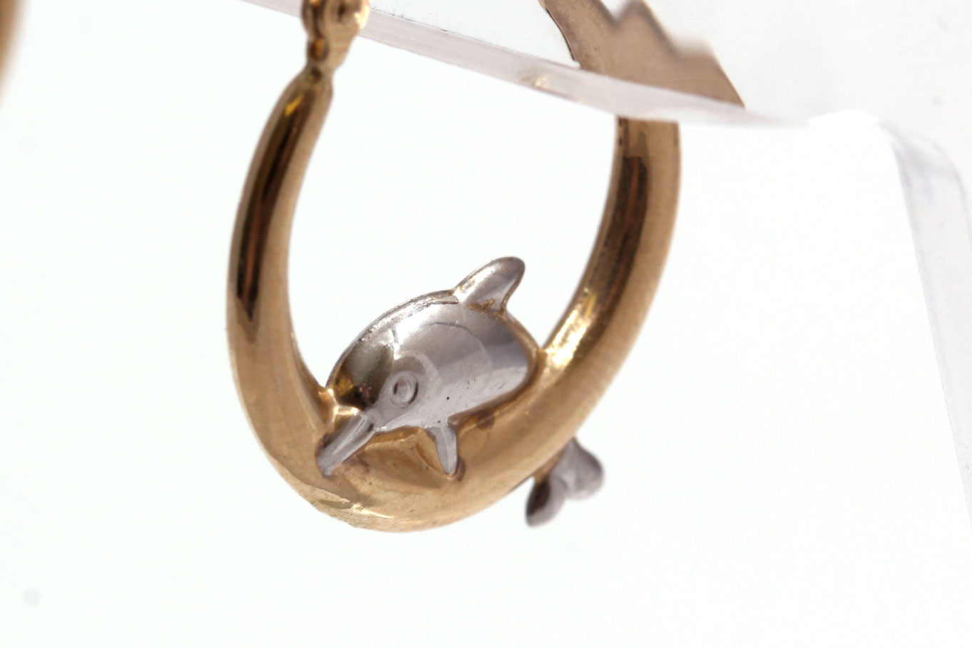 14K Two Tone Gold Dolphin Earrings