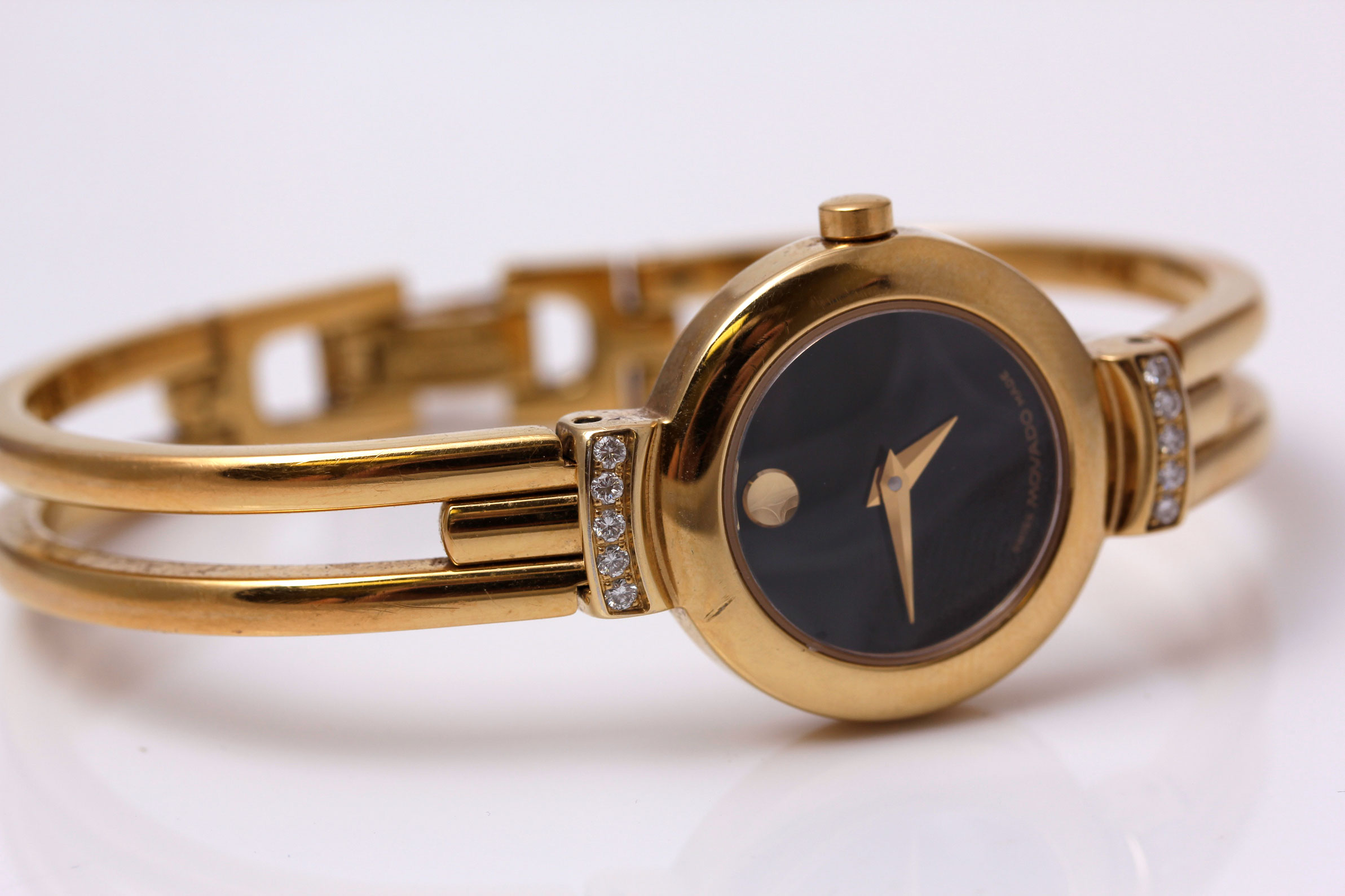 Movado Gold Plated Diamond Accented Watch