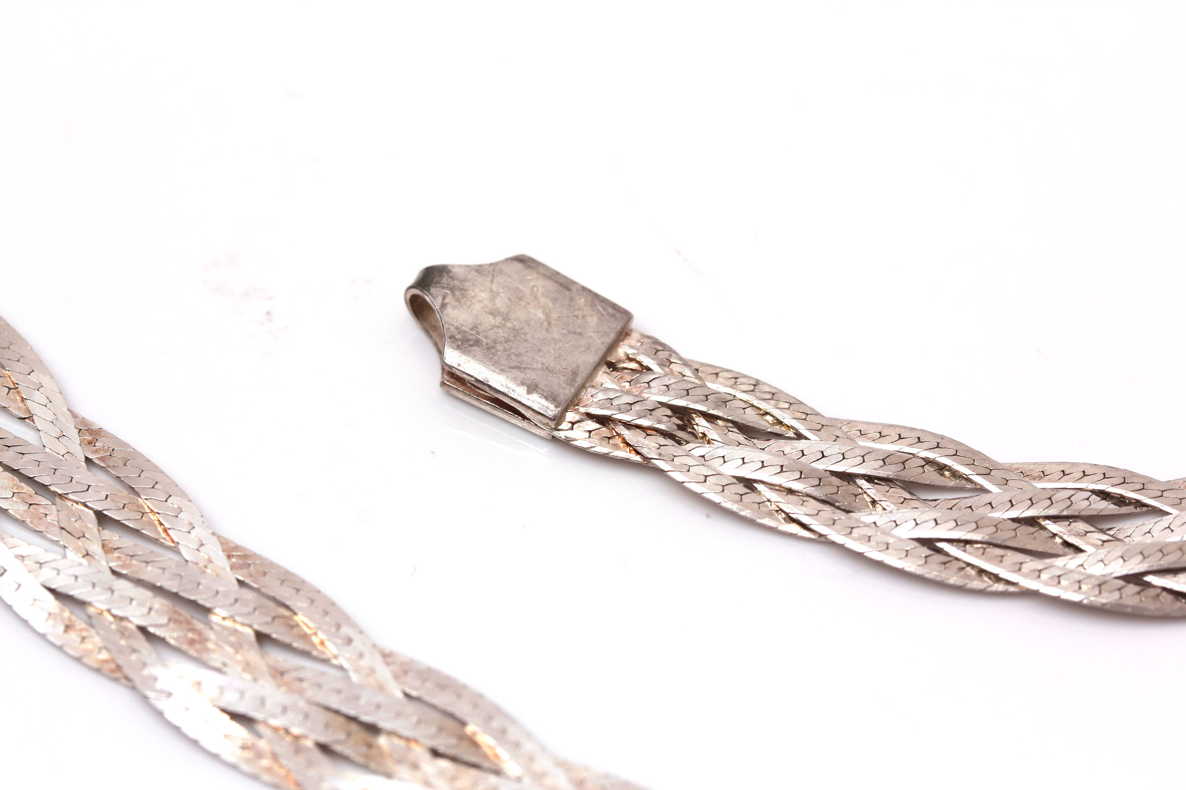 Sterling Silver Braided Chain Necklace and Bracelet