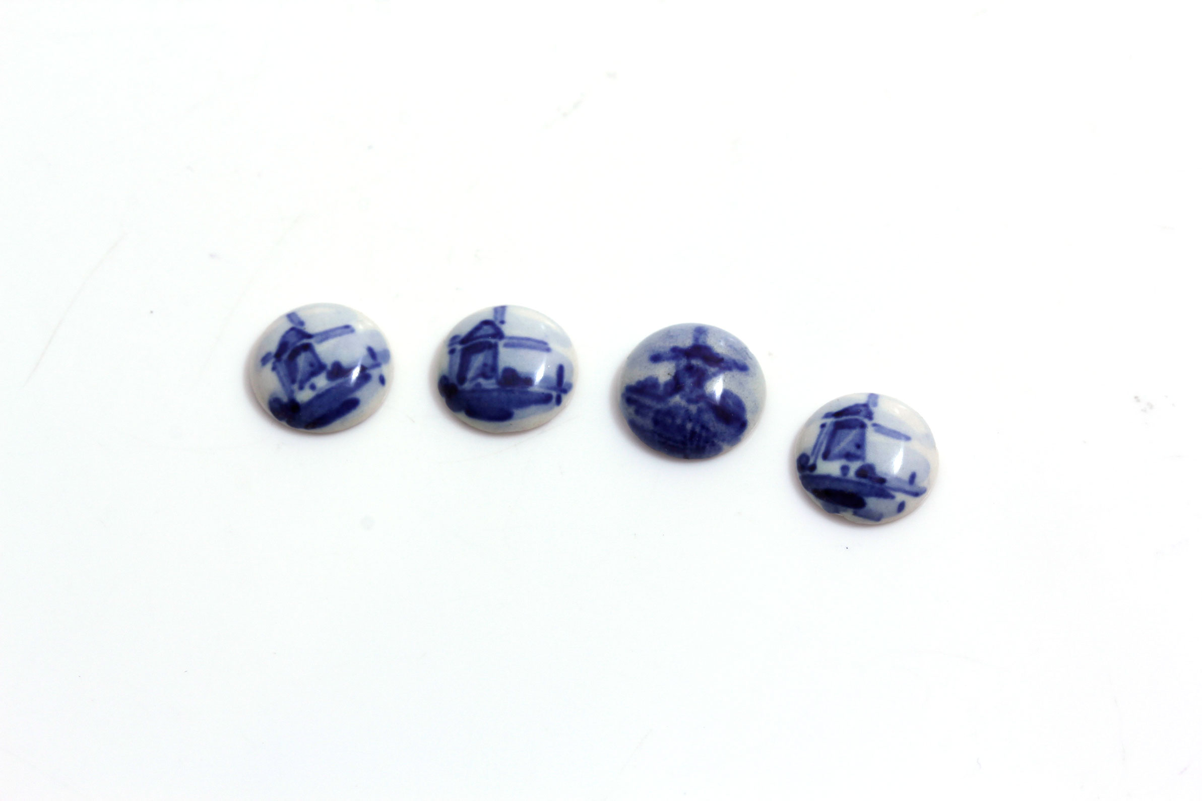 Hand-Painted Delft Pottery Buttons