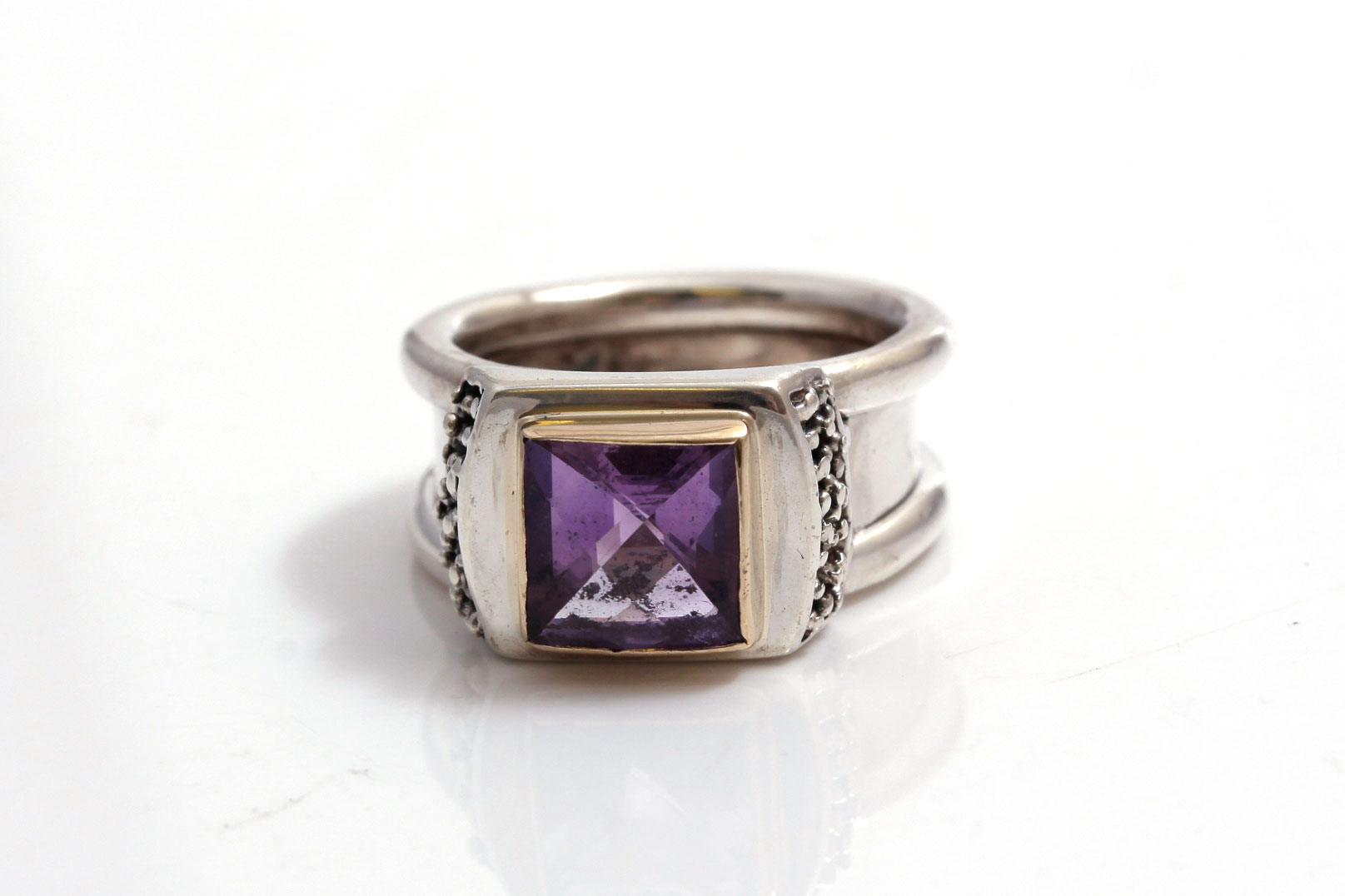 Michael Dawkins Sterling Silver 14K Gold Accented Amethyst Ring