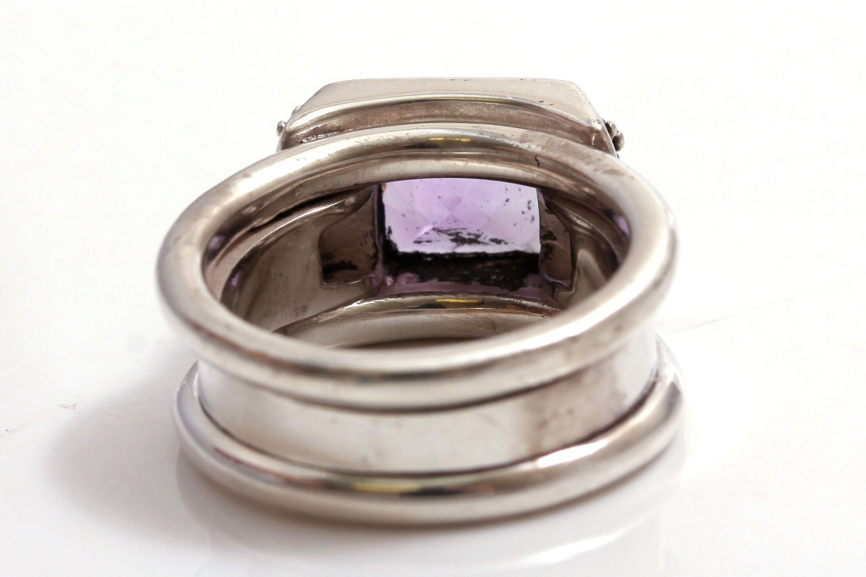 Michael Dawkins Sterling Silver 14K Gold Accented Amethyst Ring