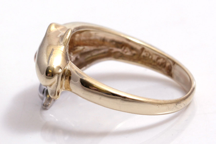 10K Tri-Gold Dolphin Ring