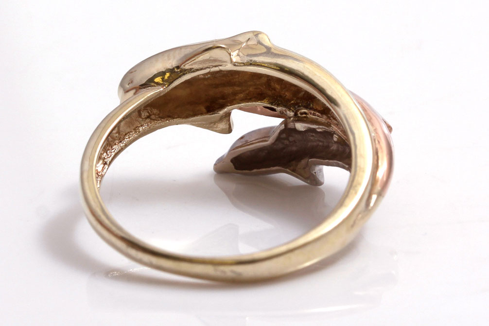 10K Tri-Gold Dolphin Ring