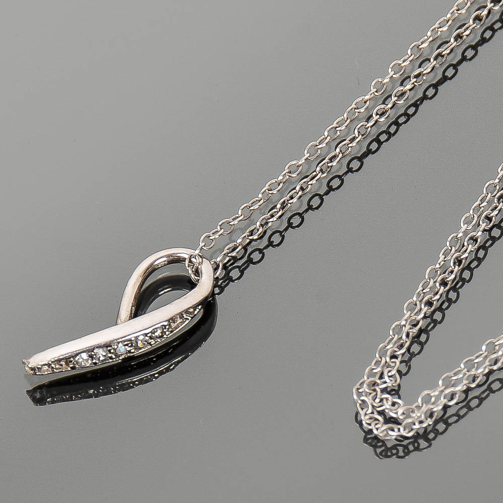 Sterling Silver and Cubic Zirconia Loop Pendant Necklace