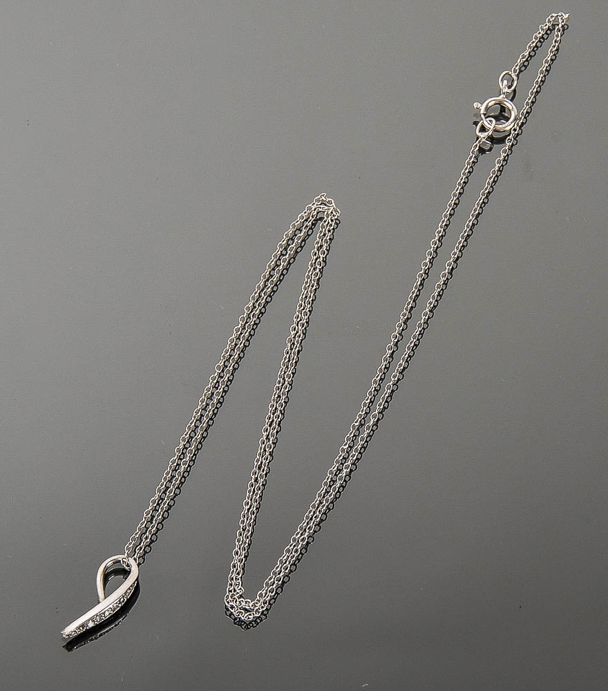 Sterling Silver and Cubic Zirconia Loop Pendant Necklace