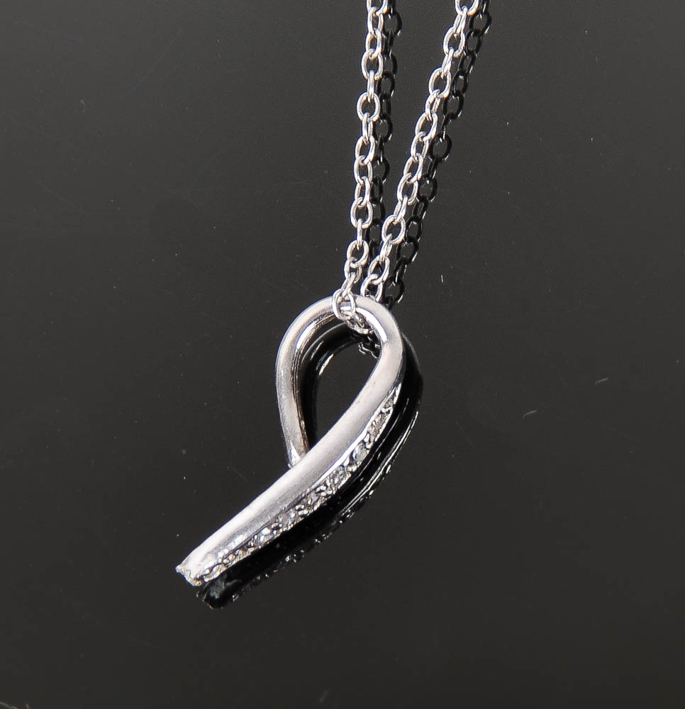 Sterling Silver and Cubic Zirconia Loop Pendant Necklace