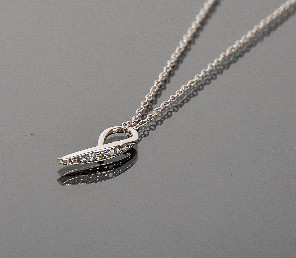 Sterling Silver and Cubic Zirconia Loop Pendant Necklace