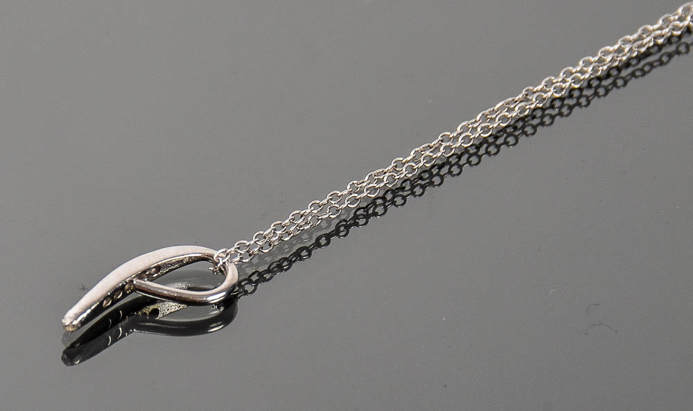 Sterling Silver and Cubic Zirconia Loop Pendant Necklace