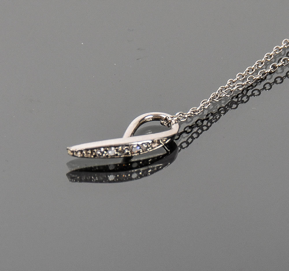 Sterling Silver and Cubic Zirconia Loop Pendant Necklace