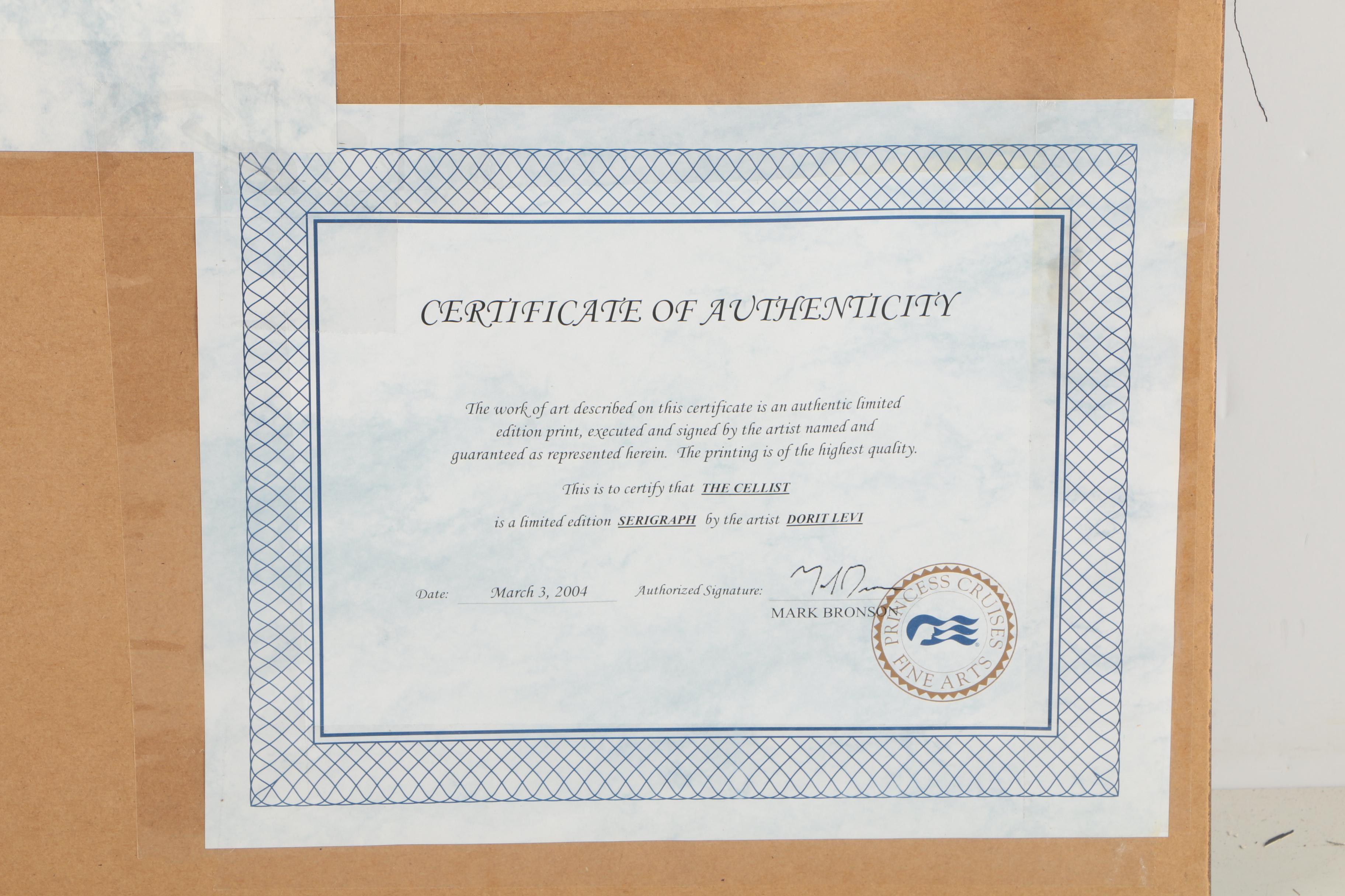 Dorit Levi Limited Edition Serigraph "The Cellist"