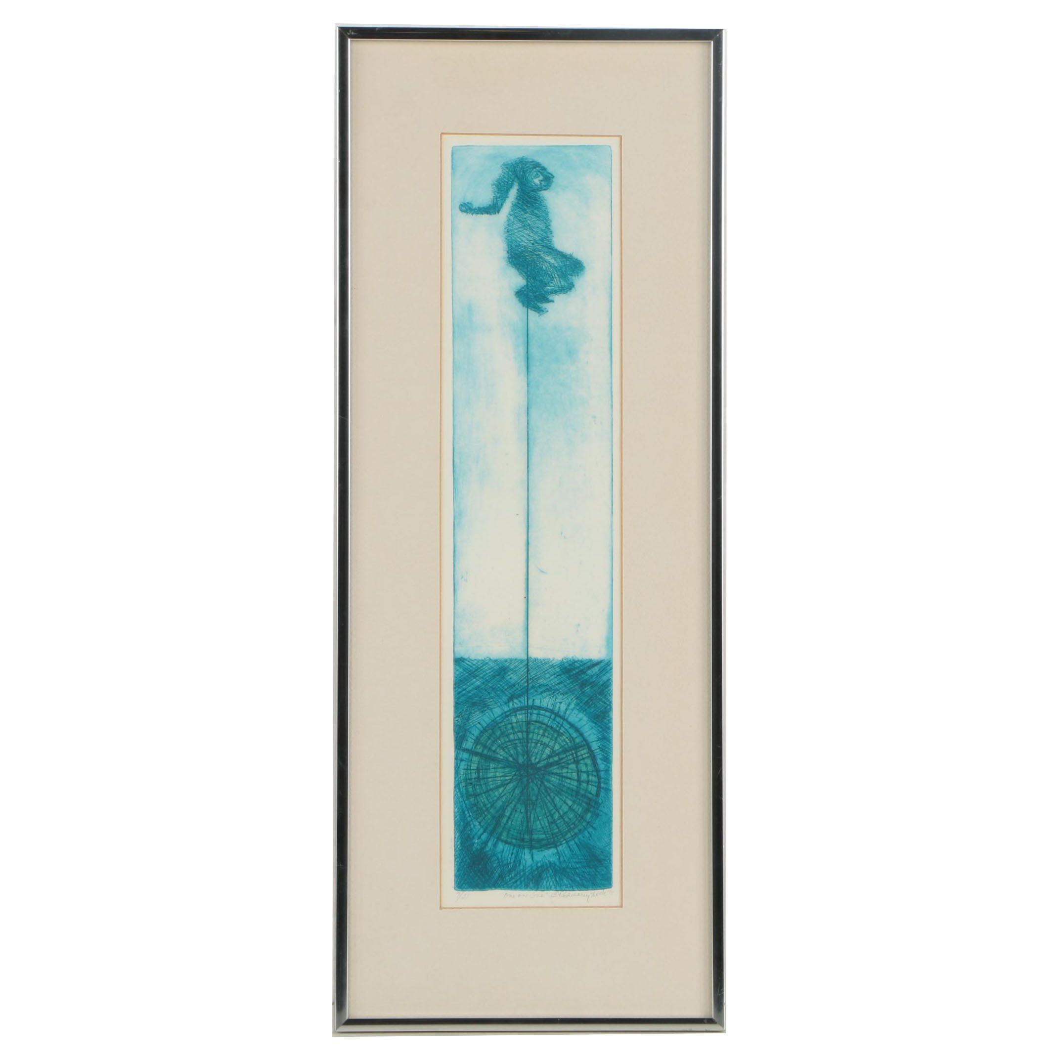 Rosemary Zwick 1975 Limited Edition Aquatint Etching "One on One"