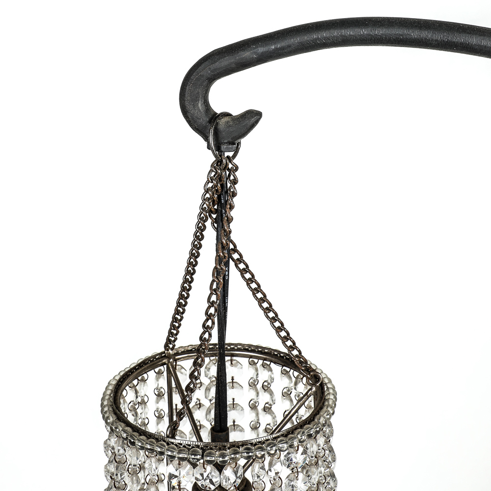Vintage Floor Lamp with Hanging Crystal Chandelier