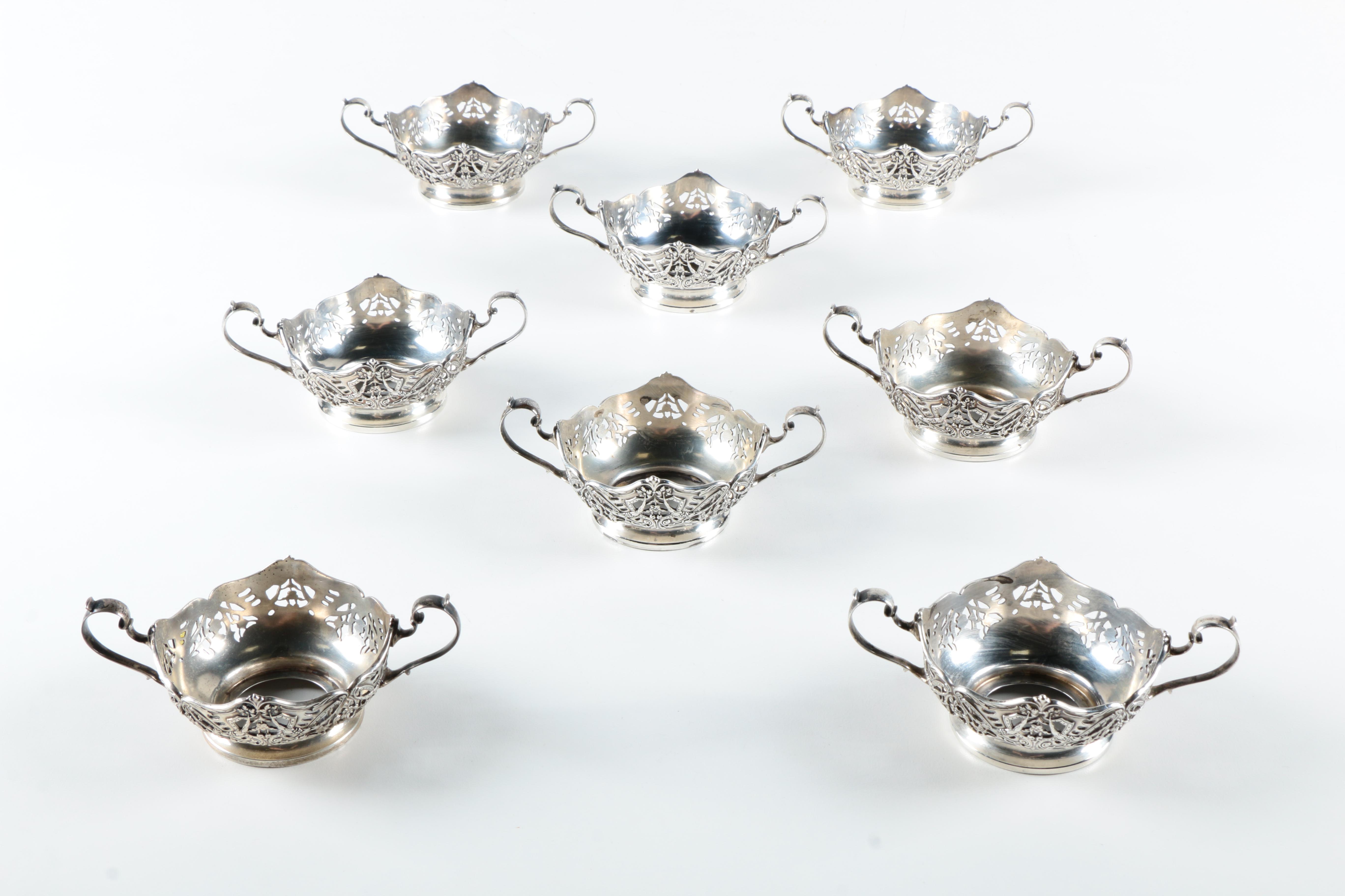 Lenox Porcelain Bouillon Cups and Sterling Silver Holders by Black Starr & Frost
