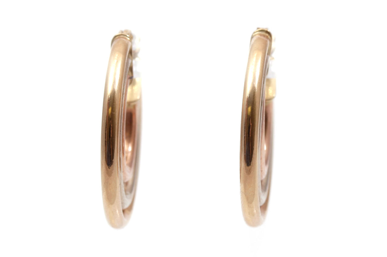 14K Tri-Gold Hoop Earrings