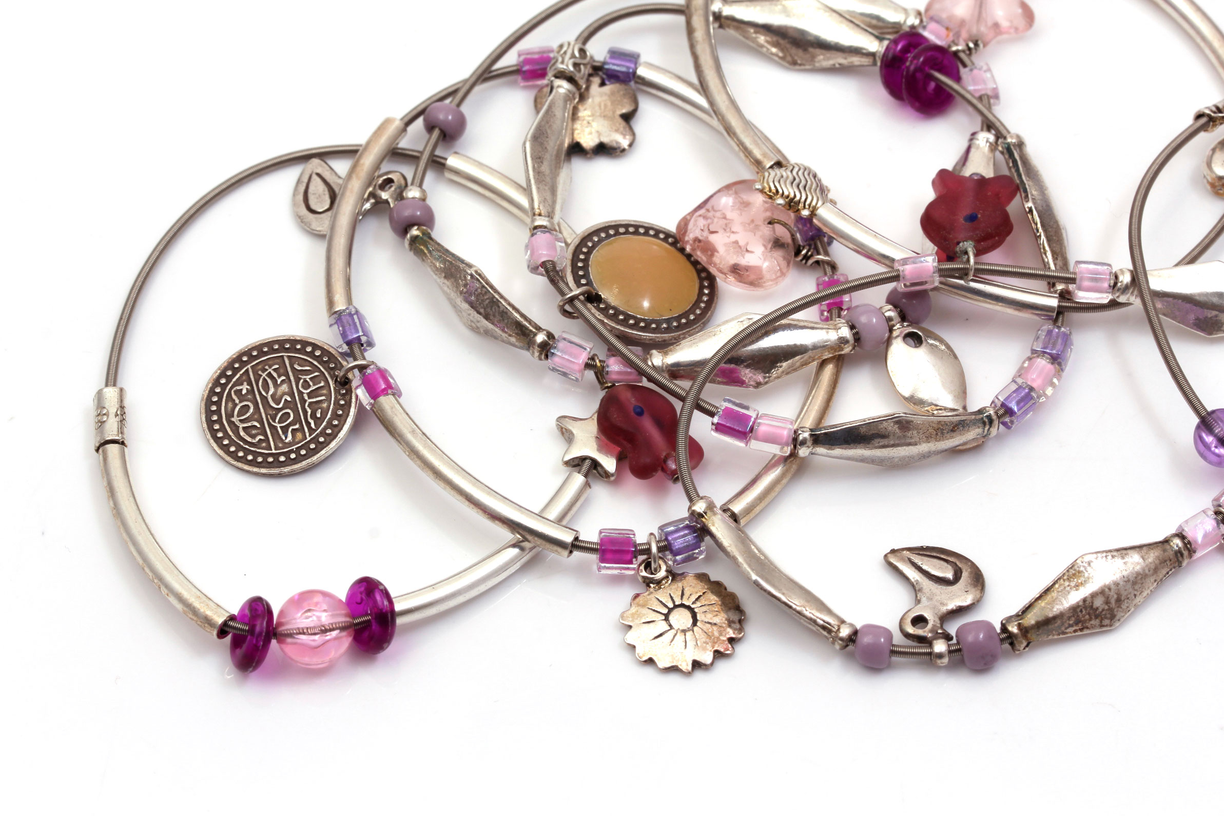 Sterling Silver Beaded Stretch Bracelets