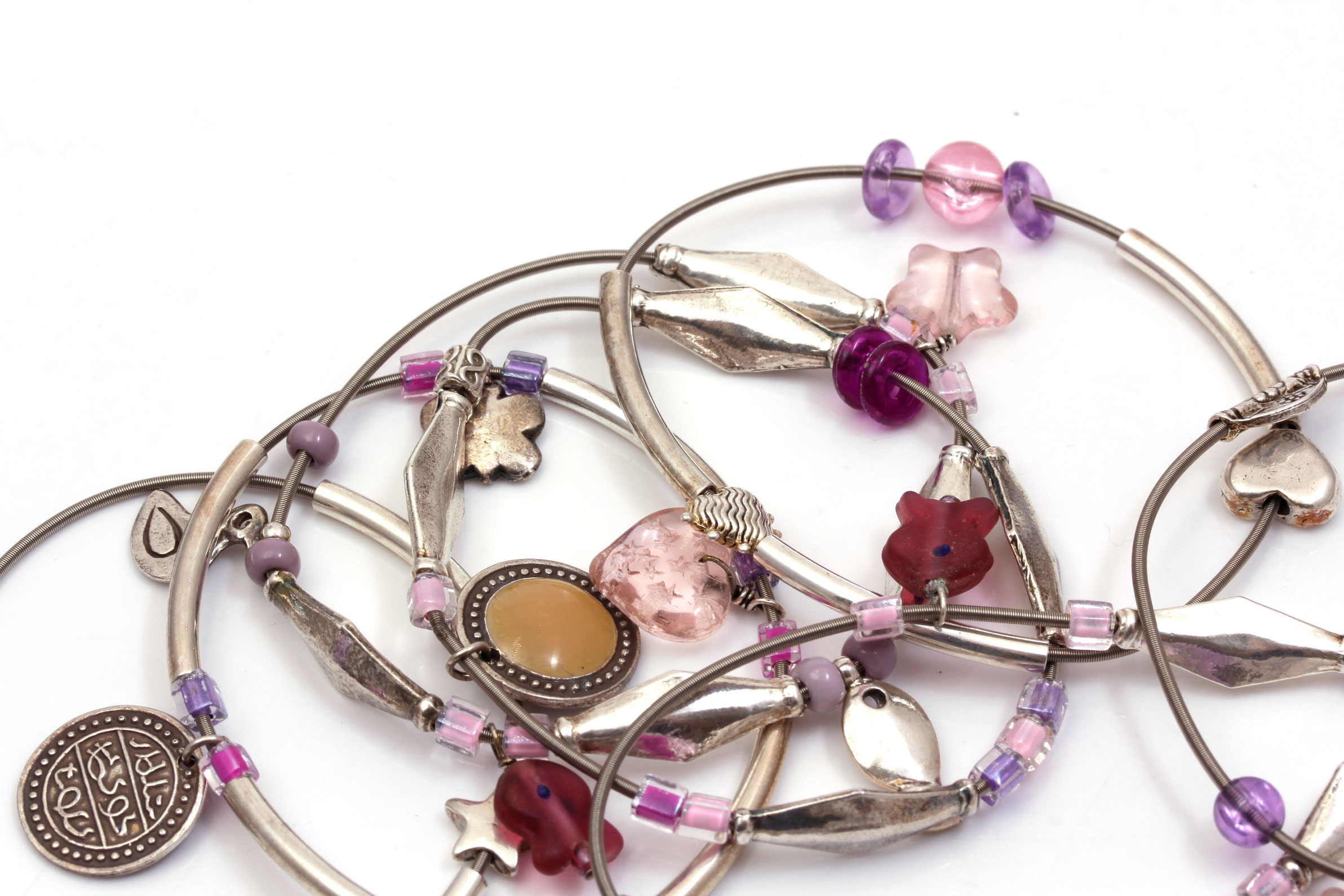 Sterling Silver Beaded Stretch Bracelets