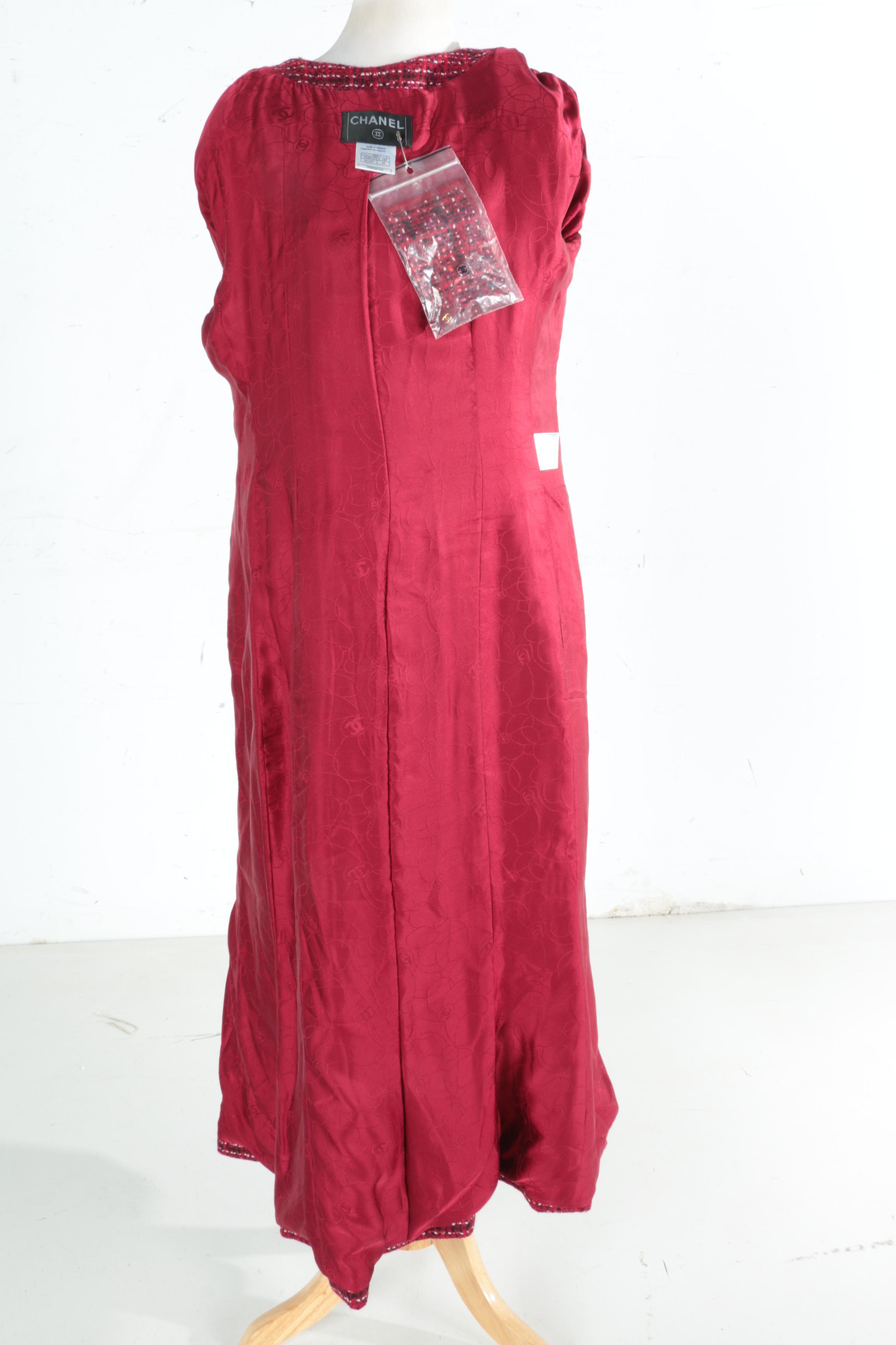 Chanel Tweed Coat Dress with Scarf