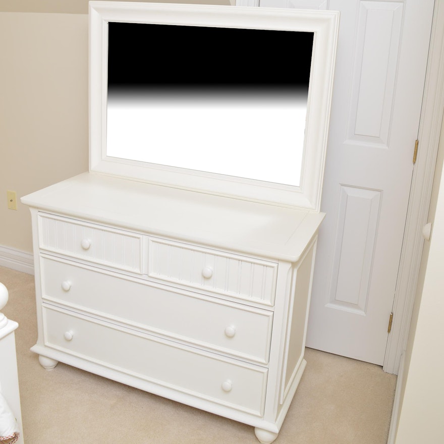 Contemporary White Dresser with Mirror