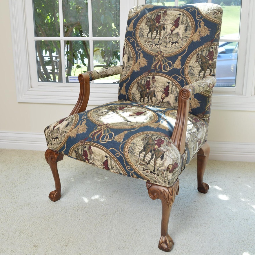 Chippendale Style Upholstered Arm Chair