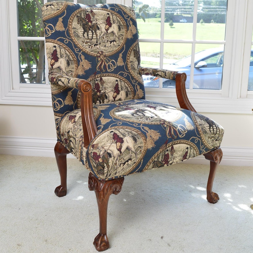 Chippendale Style Upholstered Arm Chair