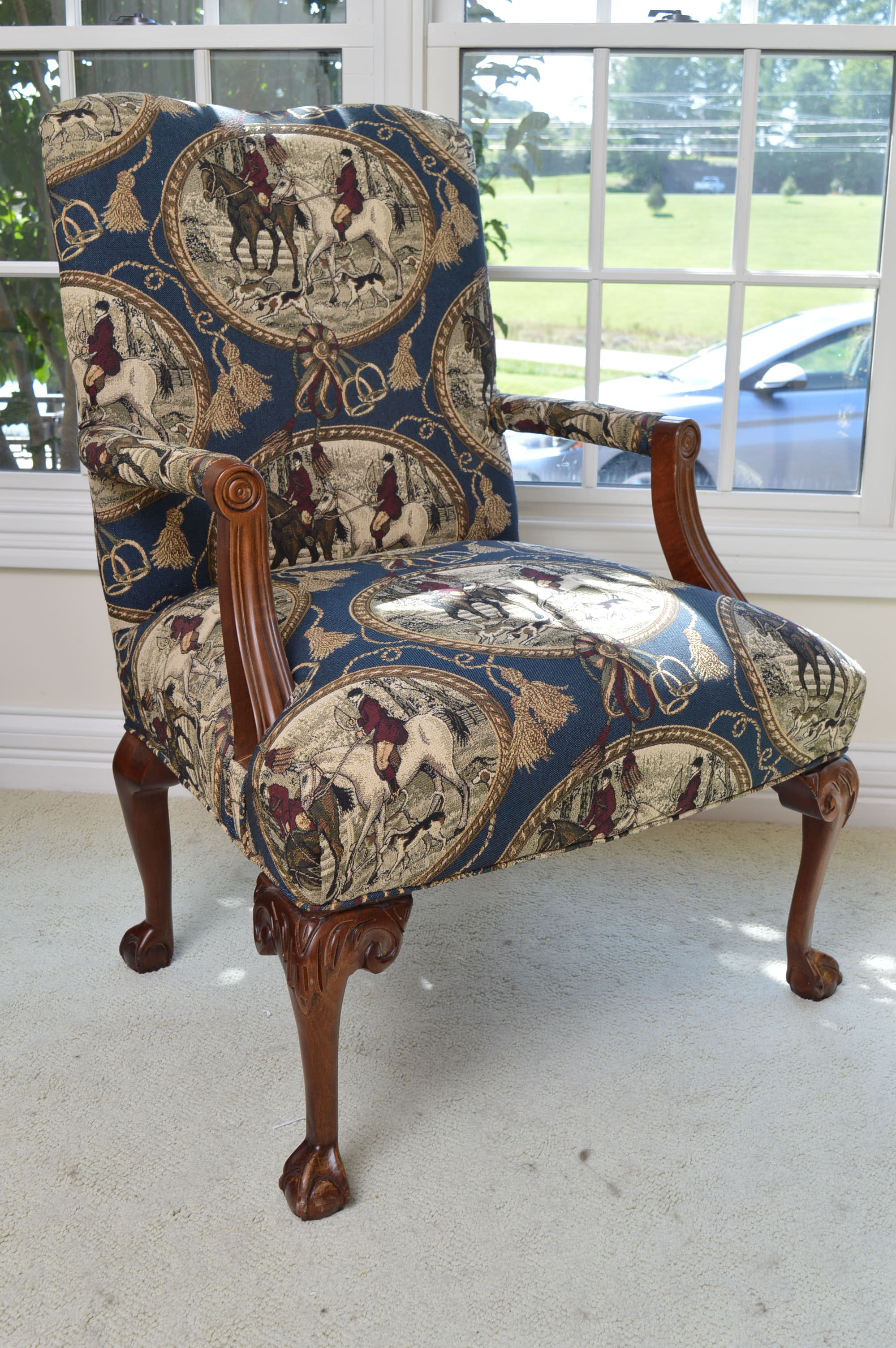 Chippendale Style Upholstered Arm Chair