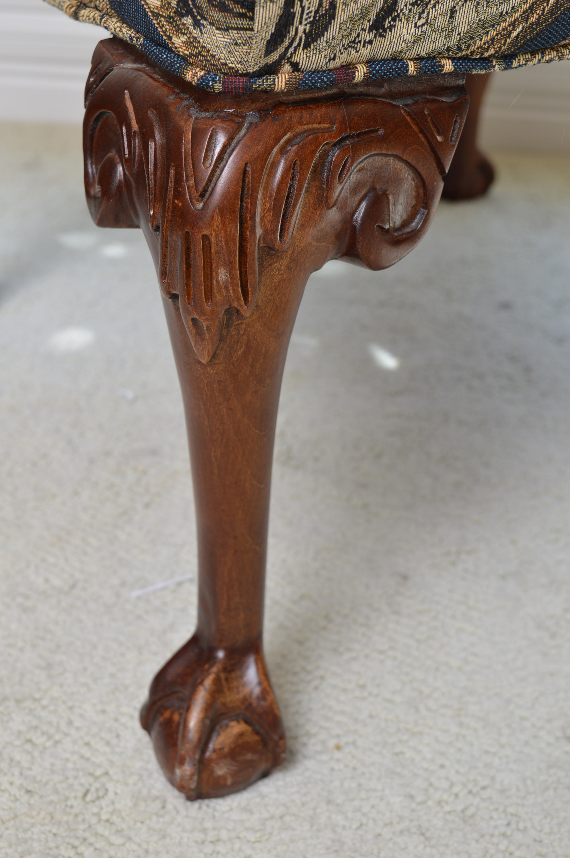 Chippendale Style Upholstered Arm Chair