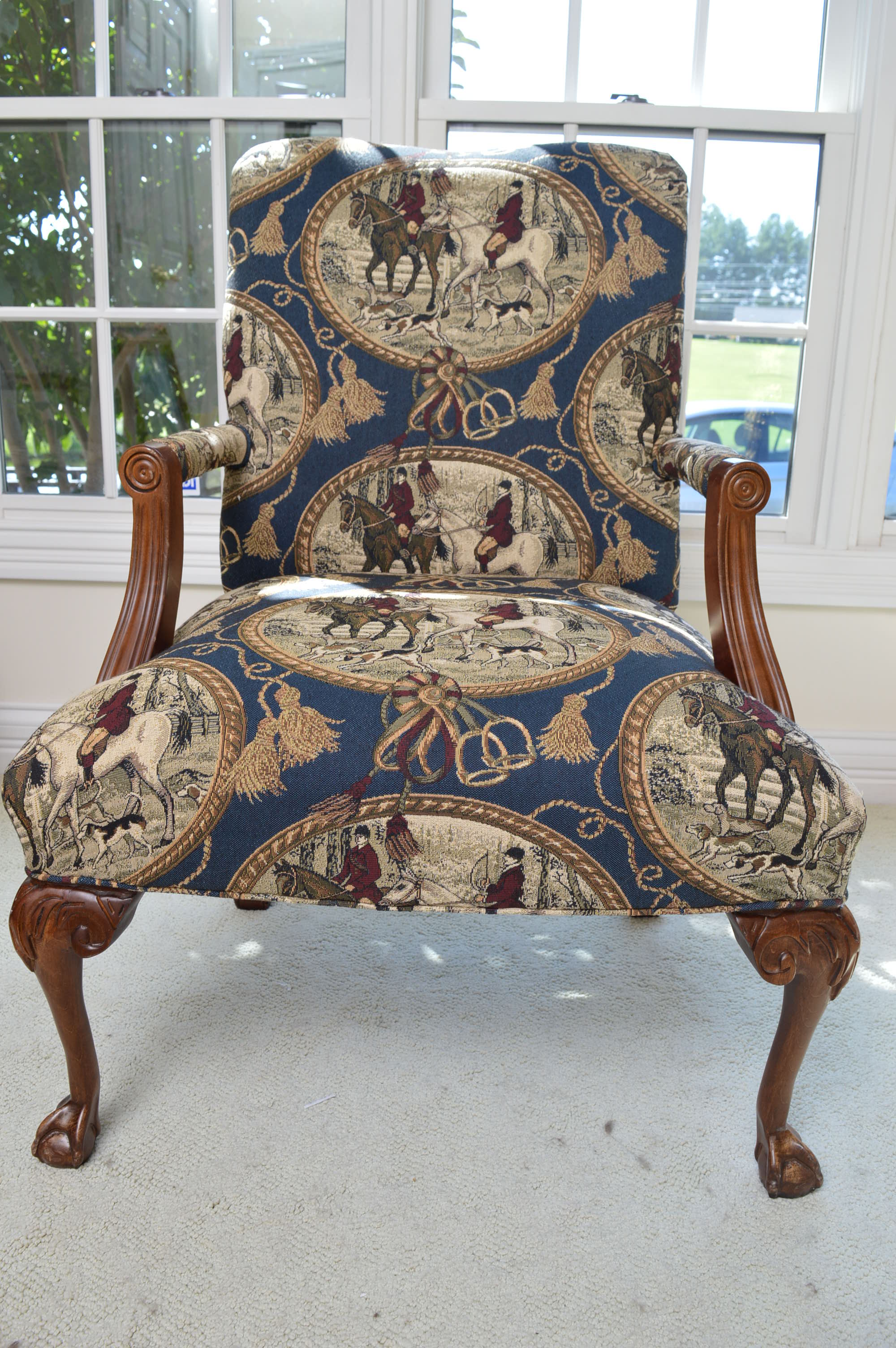 Chippendale Style Upholstered Arm Chair