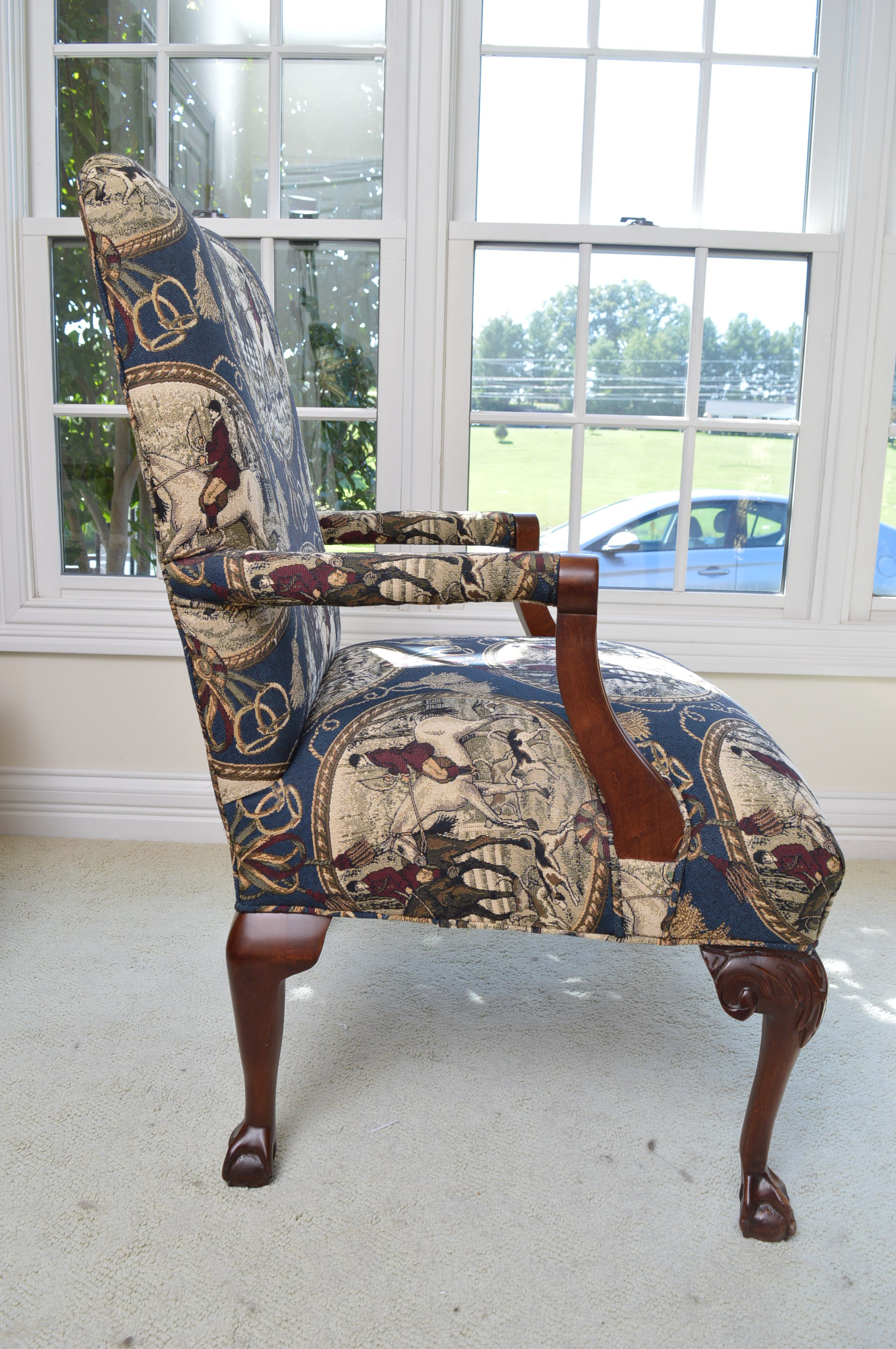 Chippendale Style Upholstered Arm Chair