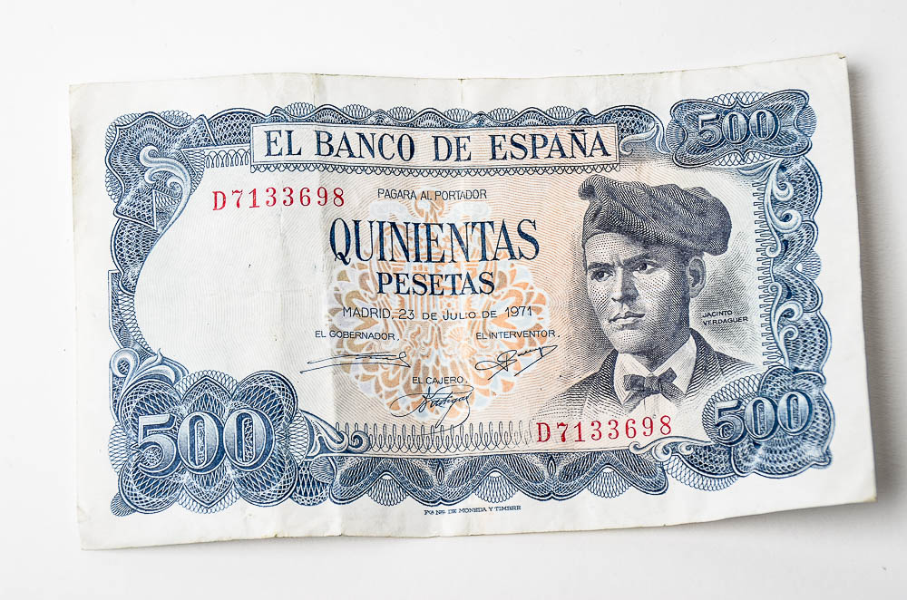 1971 Spain 500 Pesetas Banknote