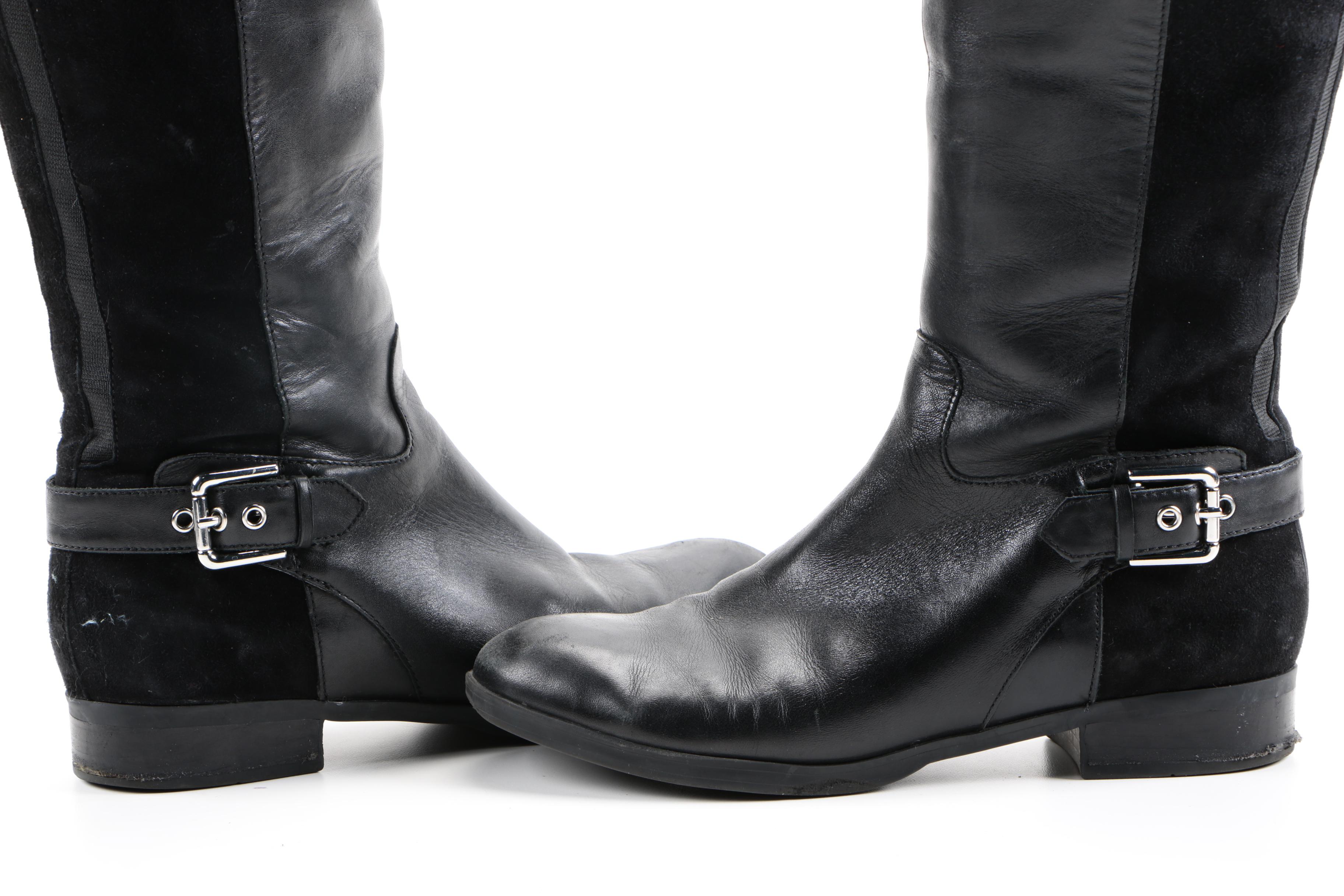 Two Pairs of Women's Black Leather Boots