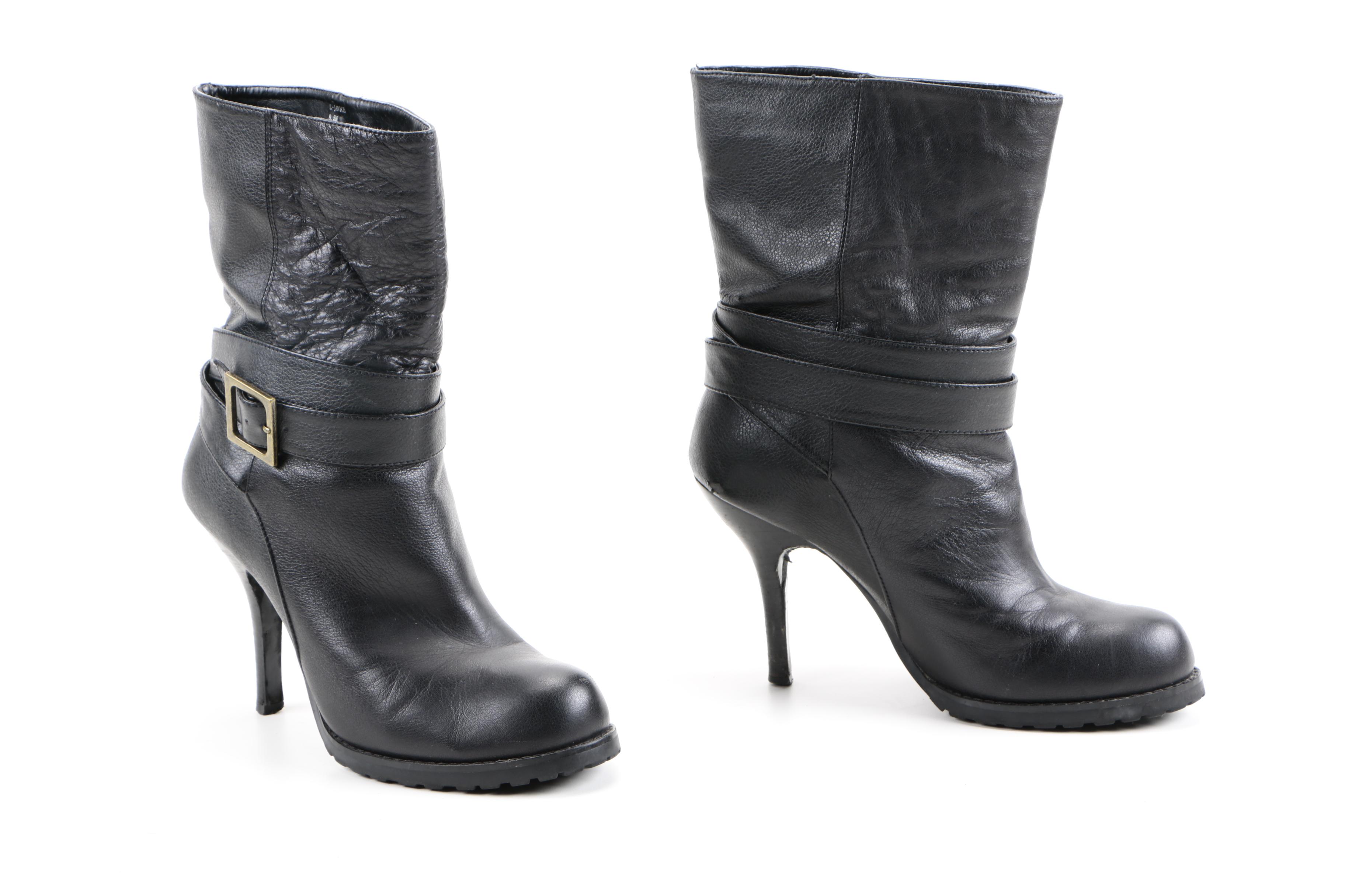 Two Pairs of Women's Black Leather Boots