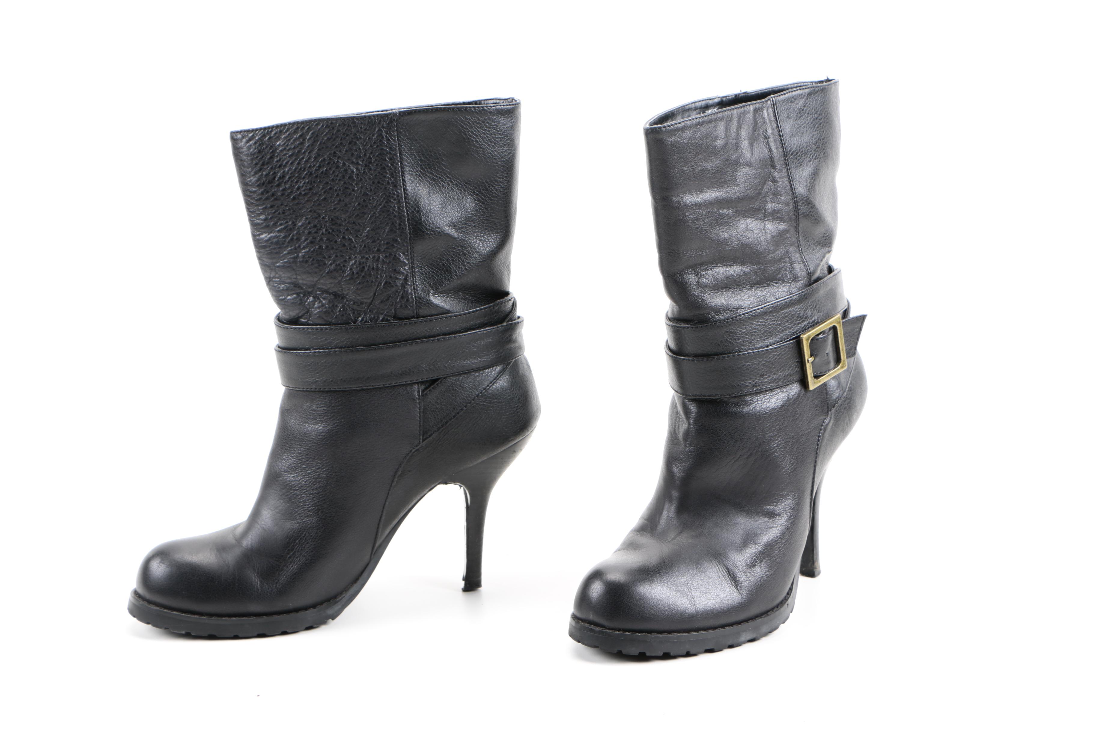 Two Pairs of Women's Black Leather Boots