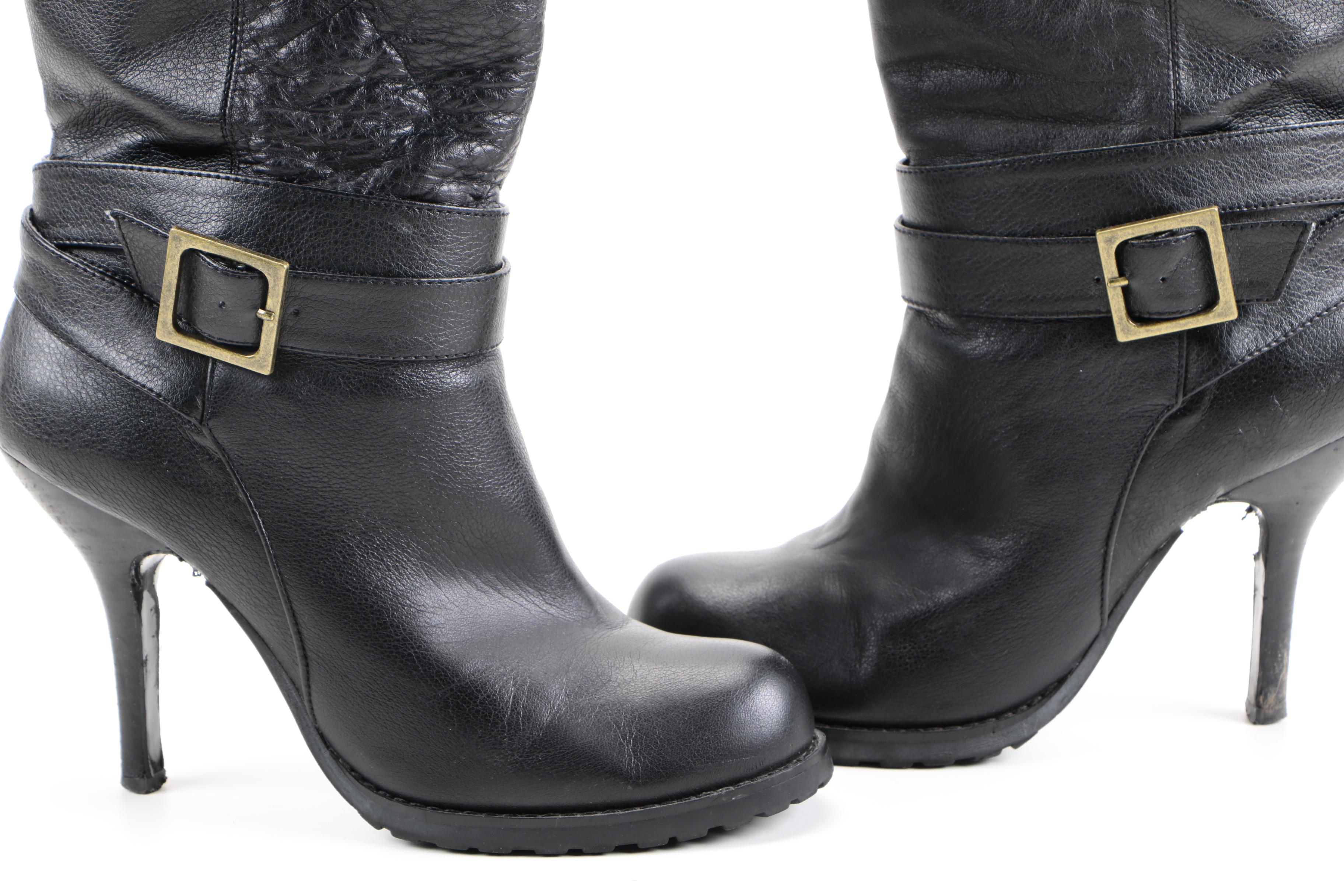 Two Pairs of Women's Black Leather Boots