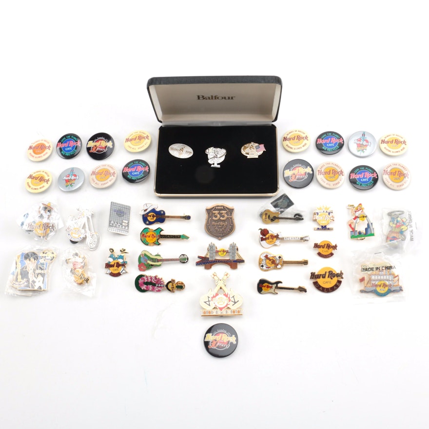 Atlanta 1996 Olympic Spirit Collection Pin Set with Assorted Hard Rock Cafe Memorabilia